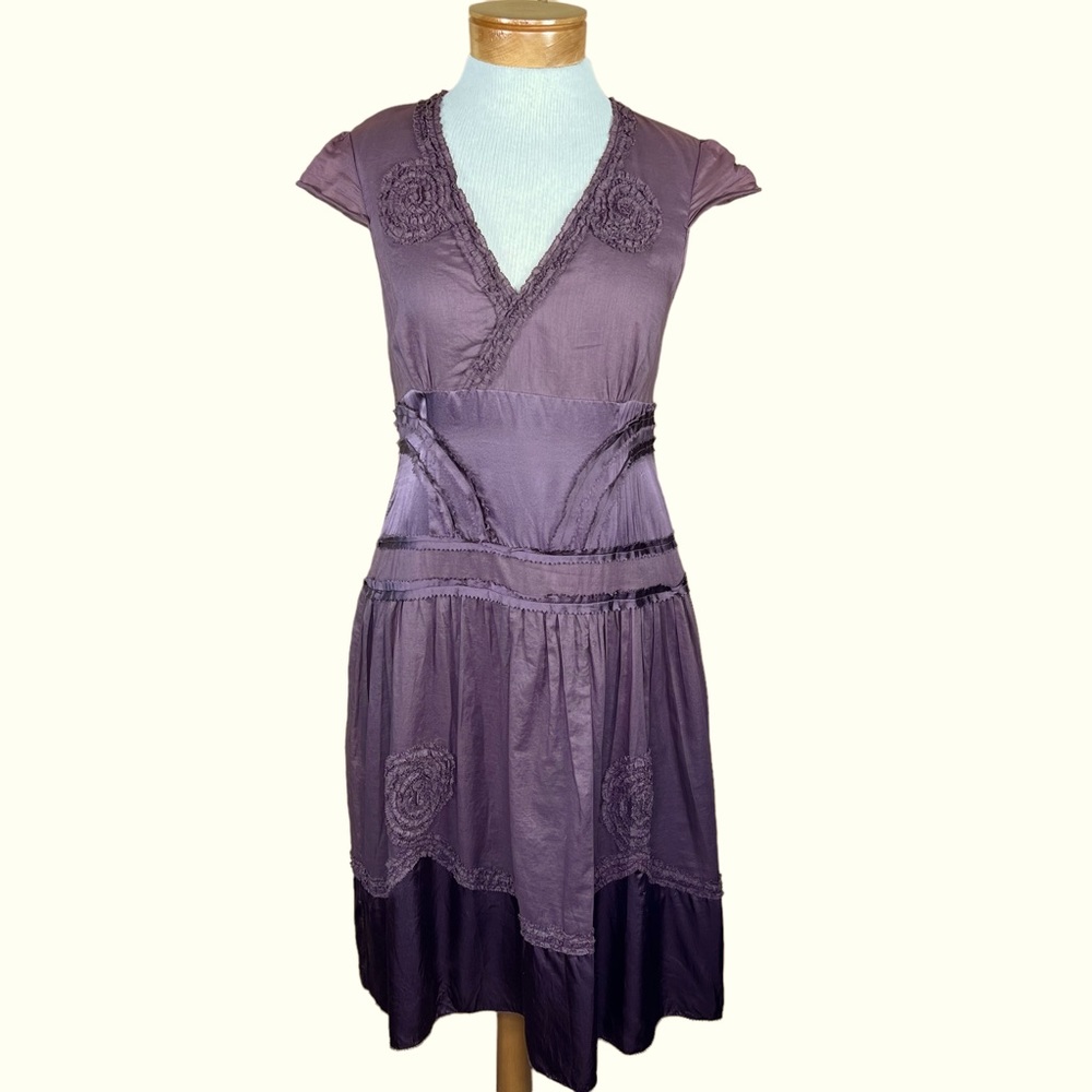 Saja Women’s Boho Lightweight Cotton Plum Midi Dress With Mini Ruffle De…